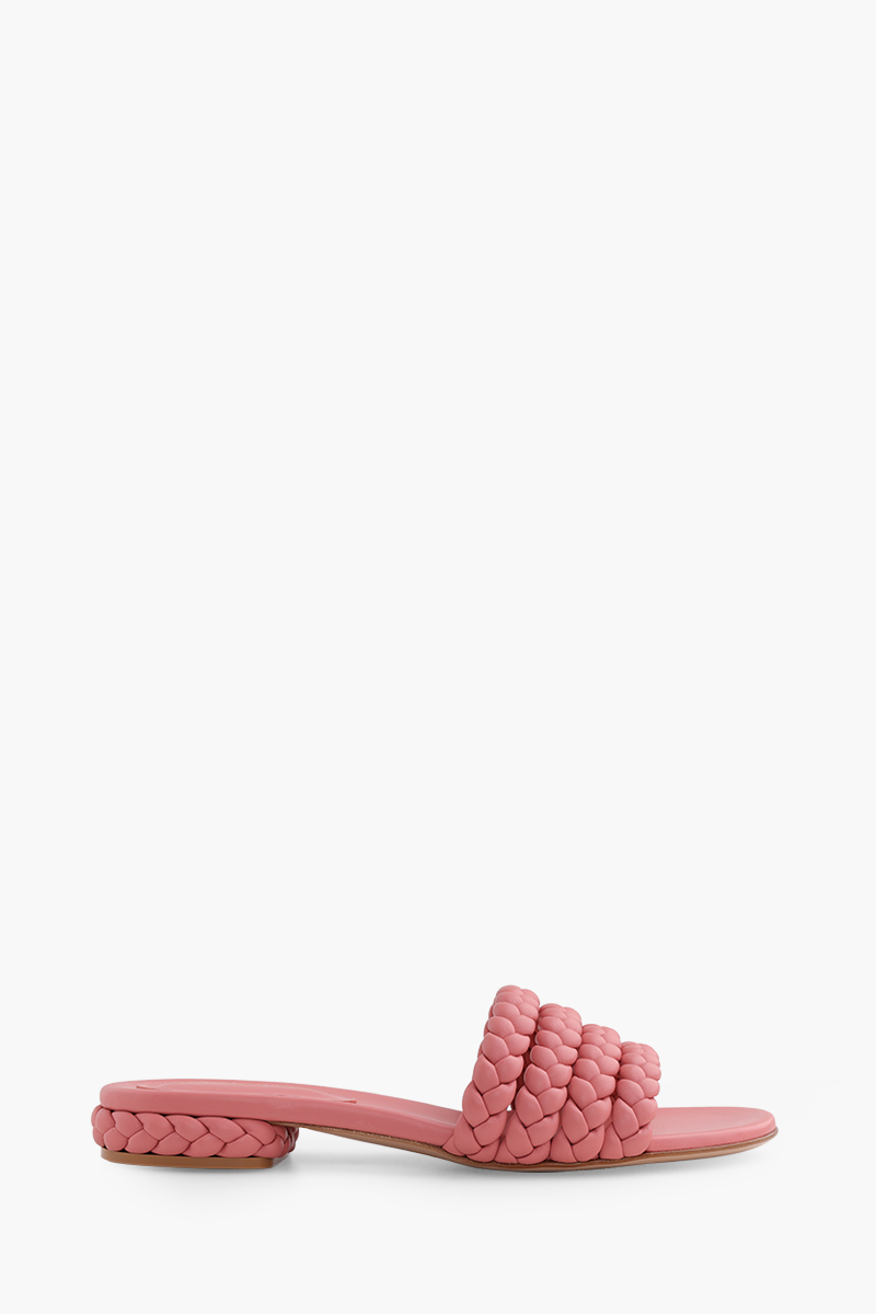 GIANVITO ROSSI Ischia Mules 20mm in Pink Braided Nappa Leather 0