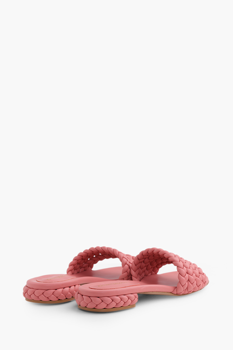 GIANVITO ROSSI Ischia Mules 20mm in Pink Braided Nappa Leather 2