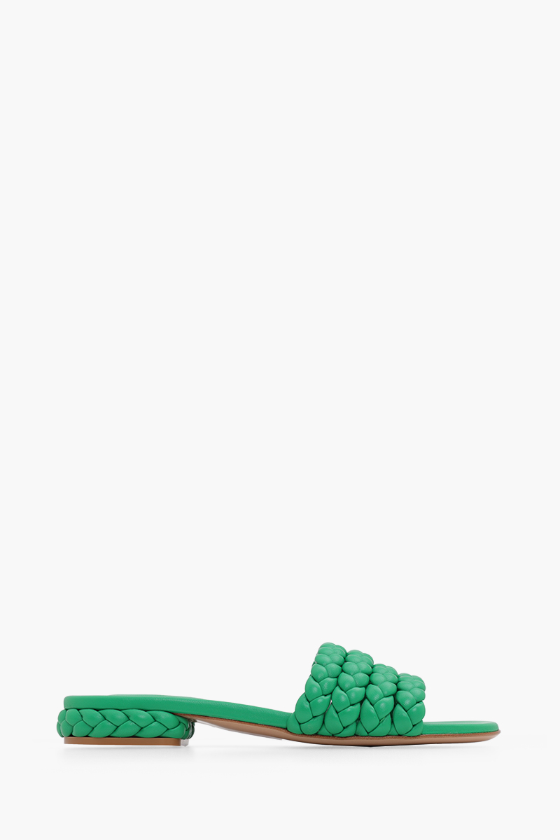 GIANVITO ROSSI Ischia Mules 20mm in Green Braided Nappa Leather 0