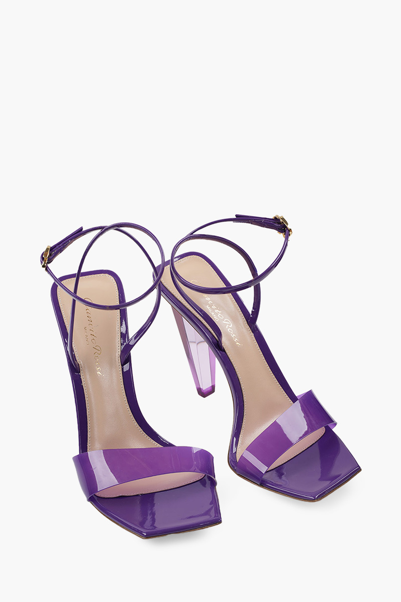 GIANVITO ROSSI Women Odyssey Glass Ankle Strap Sandals 105mm in Violet 1
