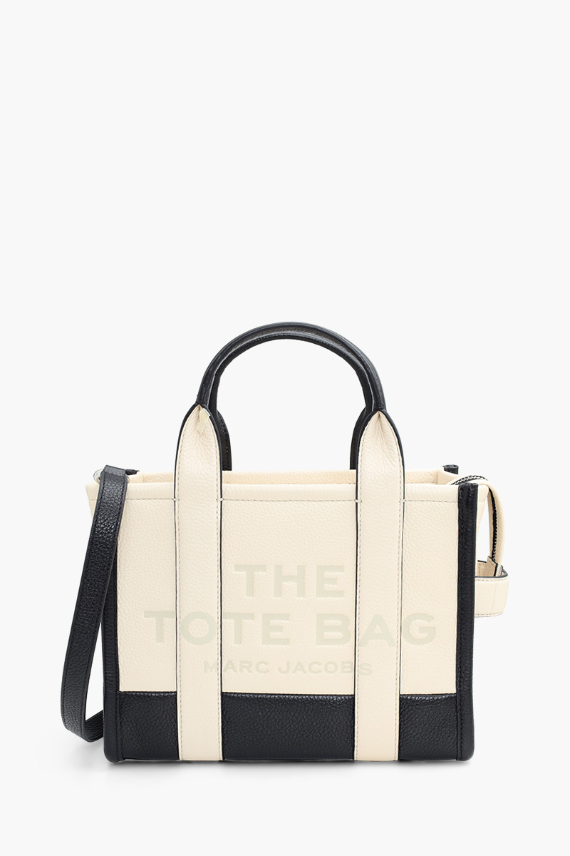 MARC JACOBS Mini Traveler Tote Bag in Beige/Black Leather 0