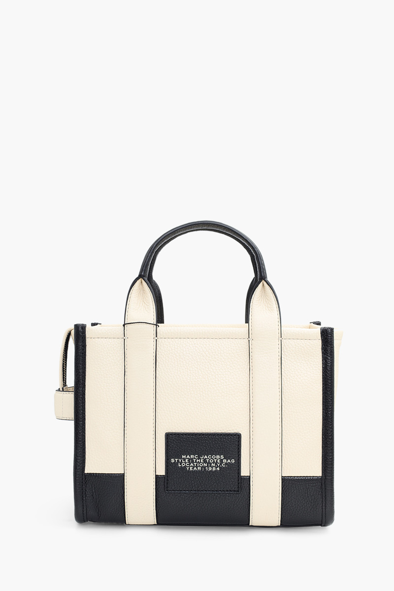 MARC JACOBS Mini Traveler Tote Bag in Beige/Black Leather 1