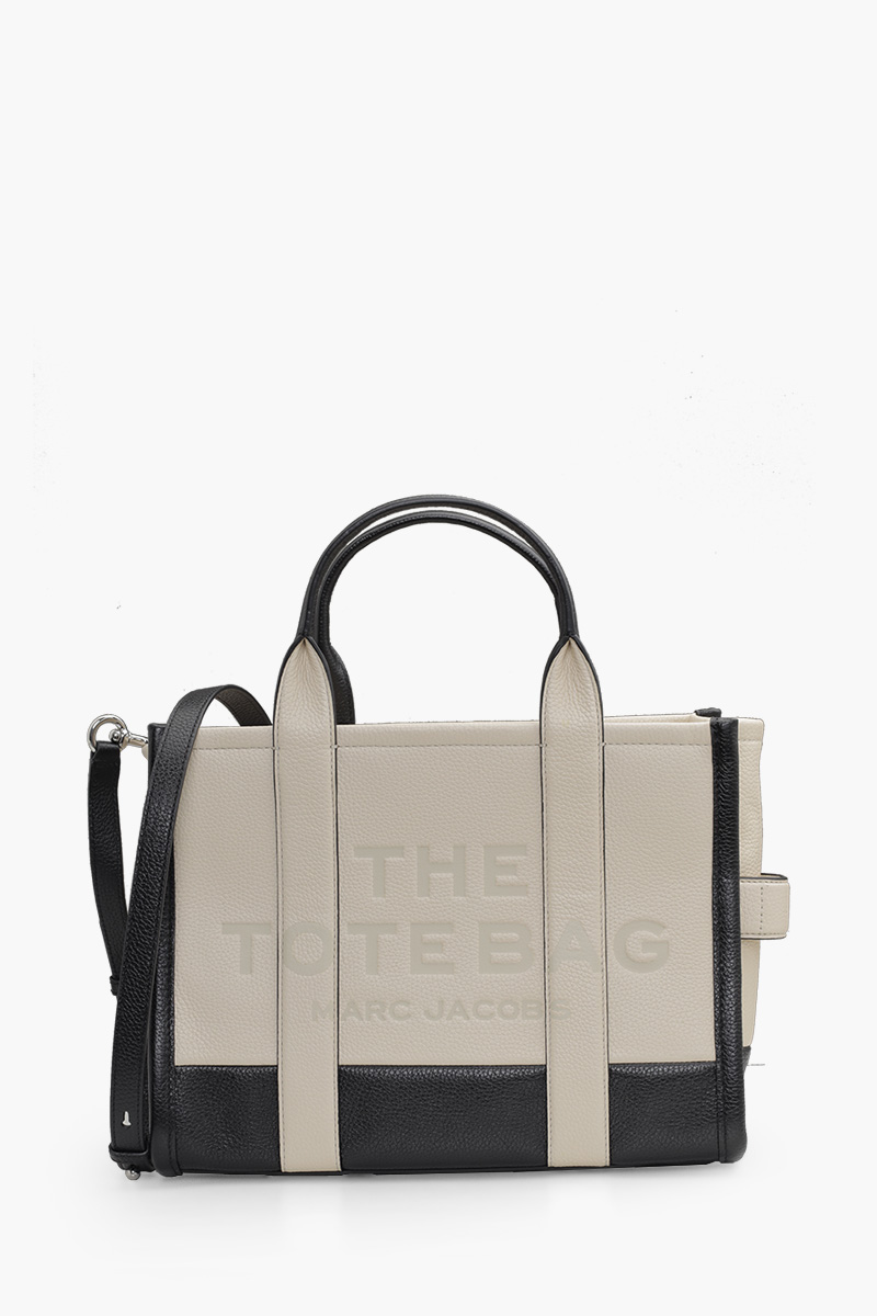 MARC JACOBS Medium Traveler Tote Bag in Beige/Black Leather 0