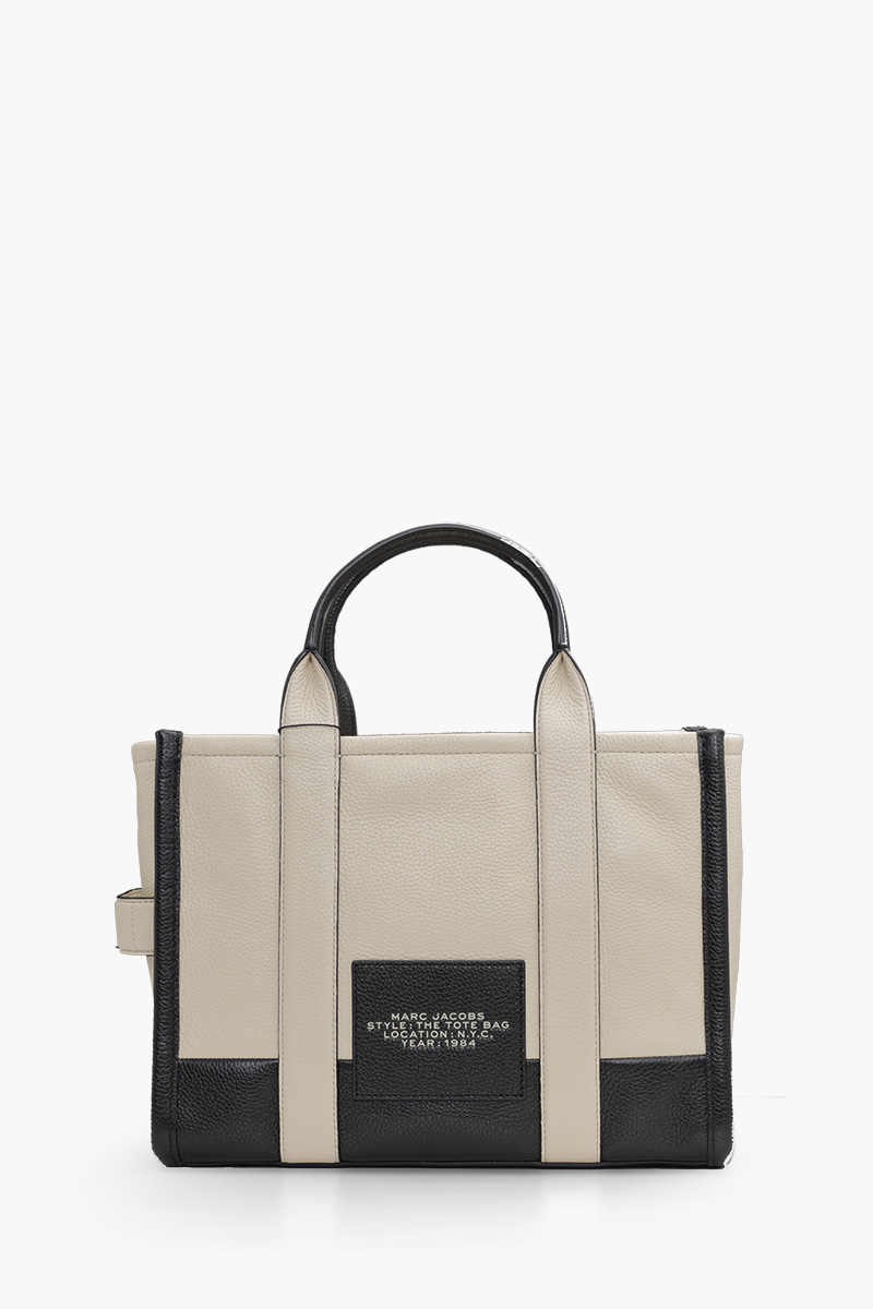 MARC JACOBS Medium Traveler Tote Bag in Beige/Black Leather 1
