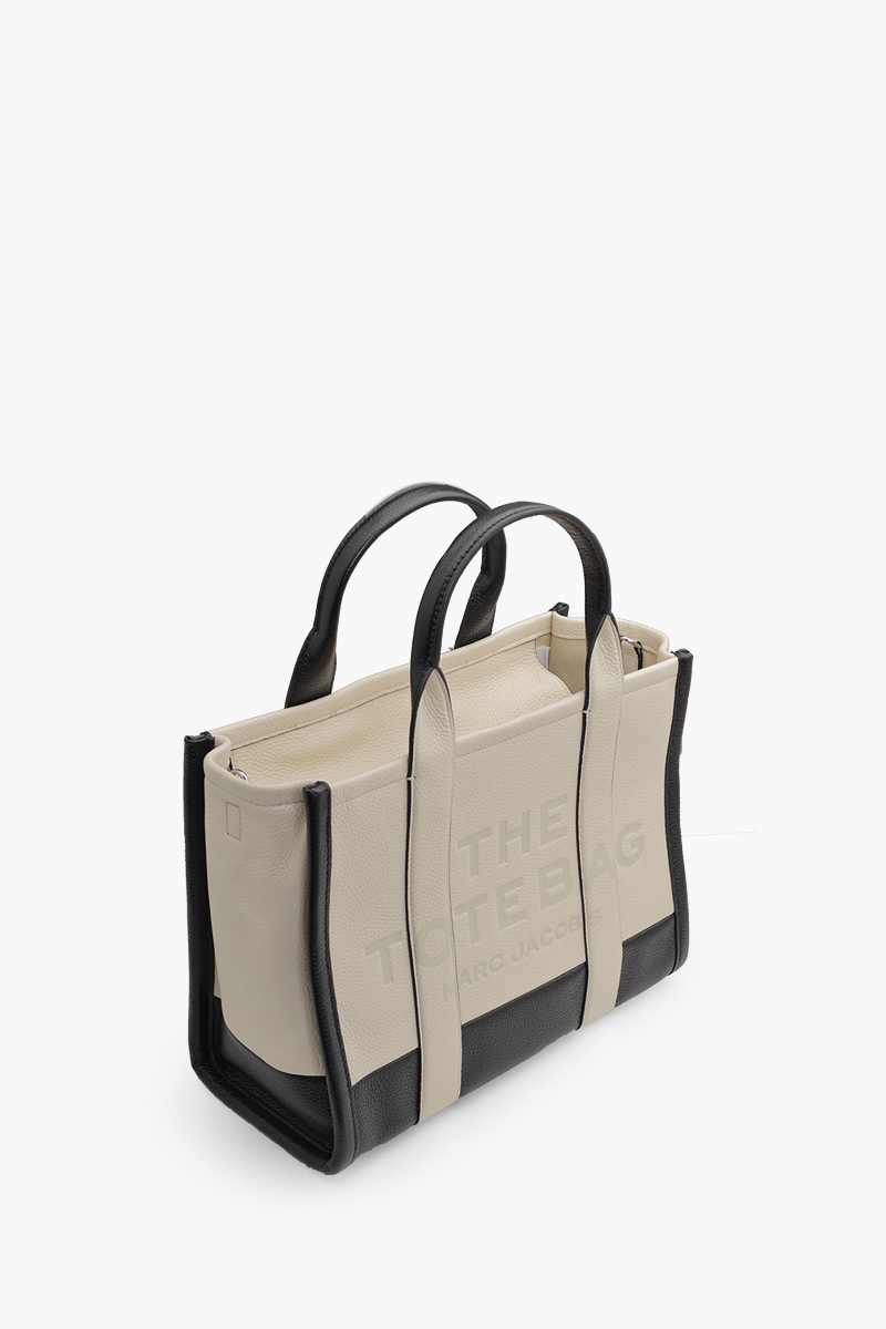 MARC JACOBS Medium Traveler Tote Bag in Beige/Black Leather 2