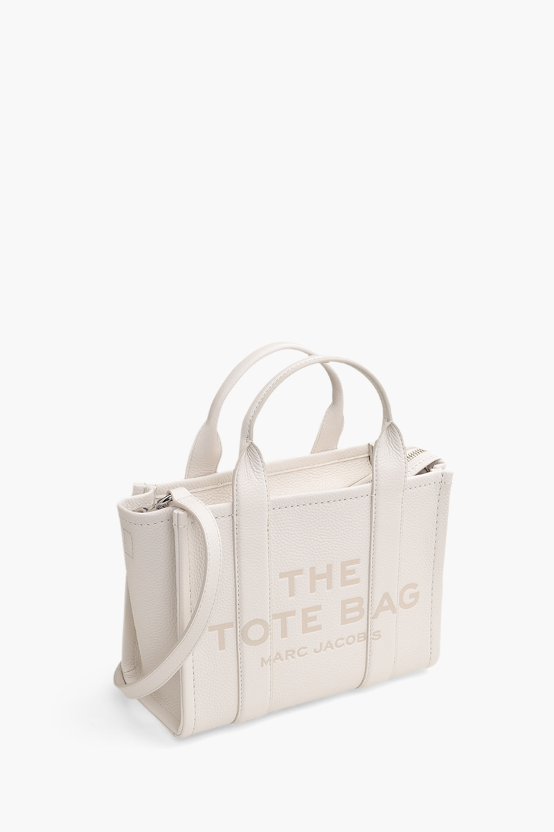 MARC JACOBS Mini Traveler Tote Bag in Cotton/Silver Leather 2
