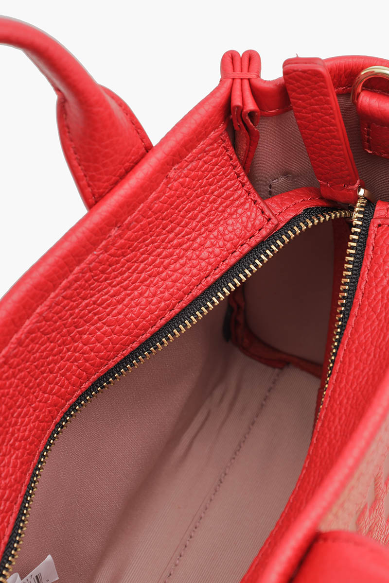 MARC JACOBS The Leather Crossbody Tote Bag in True Red 3