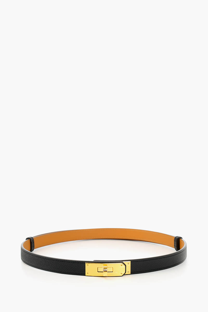 HERMÈS Kelly 18 18mm Belt in Black Epsom Calfskin YGHW 0