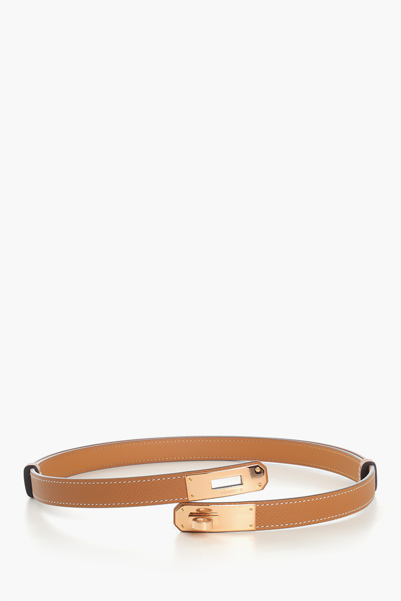 HERMÈS Kelly 18 18mm Belt in Gold Epsom Calfskin RGHW 1