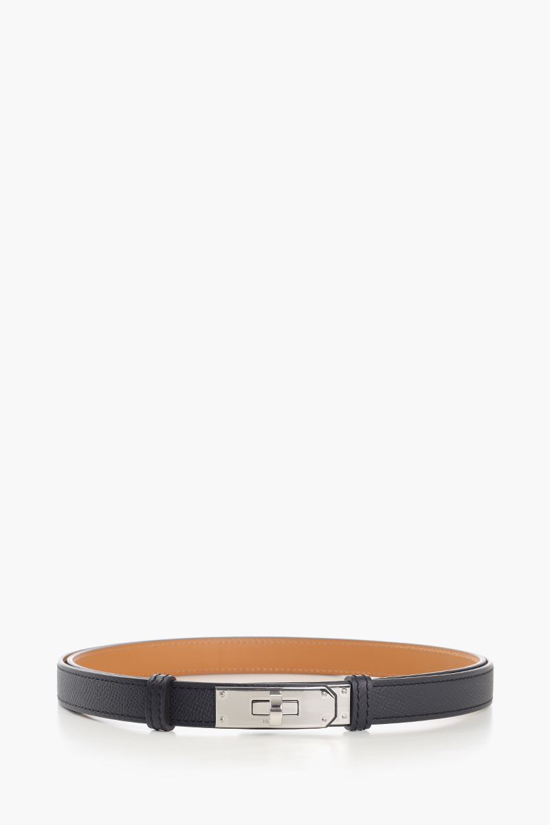 HERMÈS Kelly 18 18mm Belt in Black Epsom Calfskin PHW 0