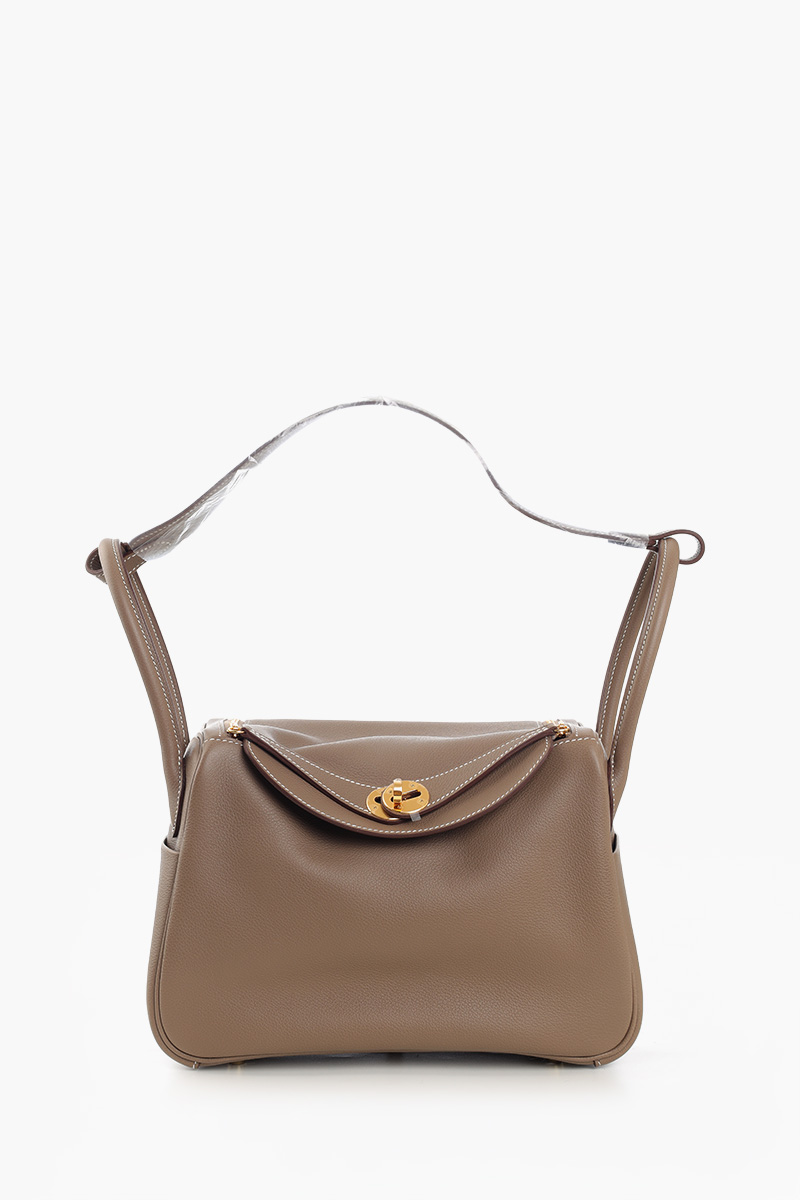 HERMÈS BNIB Lindy 26 L26 Bag in Etoupe Evercolor Calfskin GHW #M 0