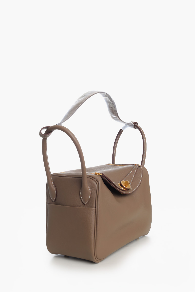 HERMÈS BNIB Lindy 26 L26 Bag in Etoupe Evercolor Calfskin GHW #M 1