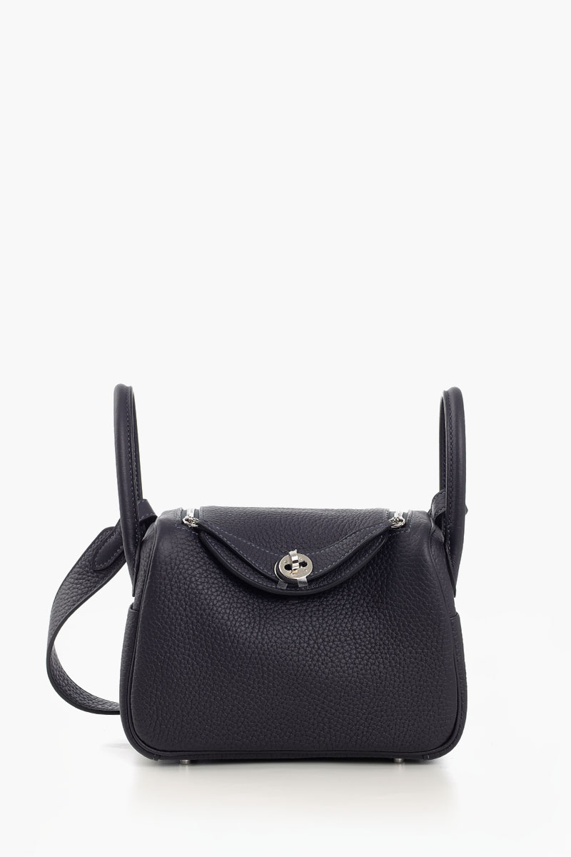 HERMÈS Mini Lindy bag in Caban Taurillon Clemence SHW 0