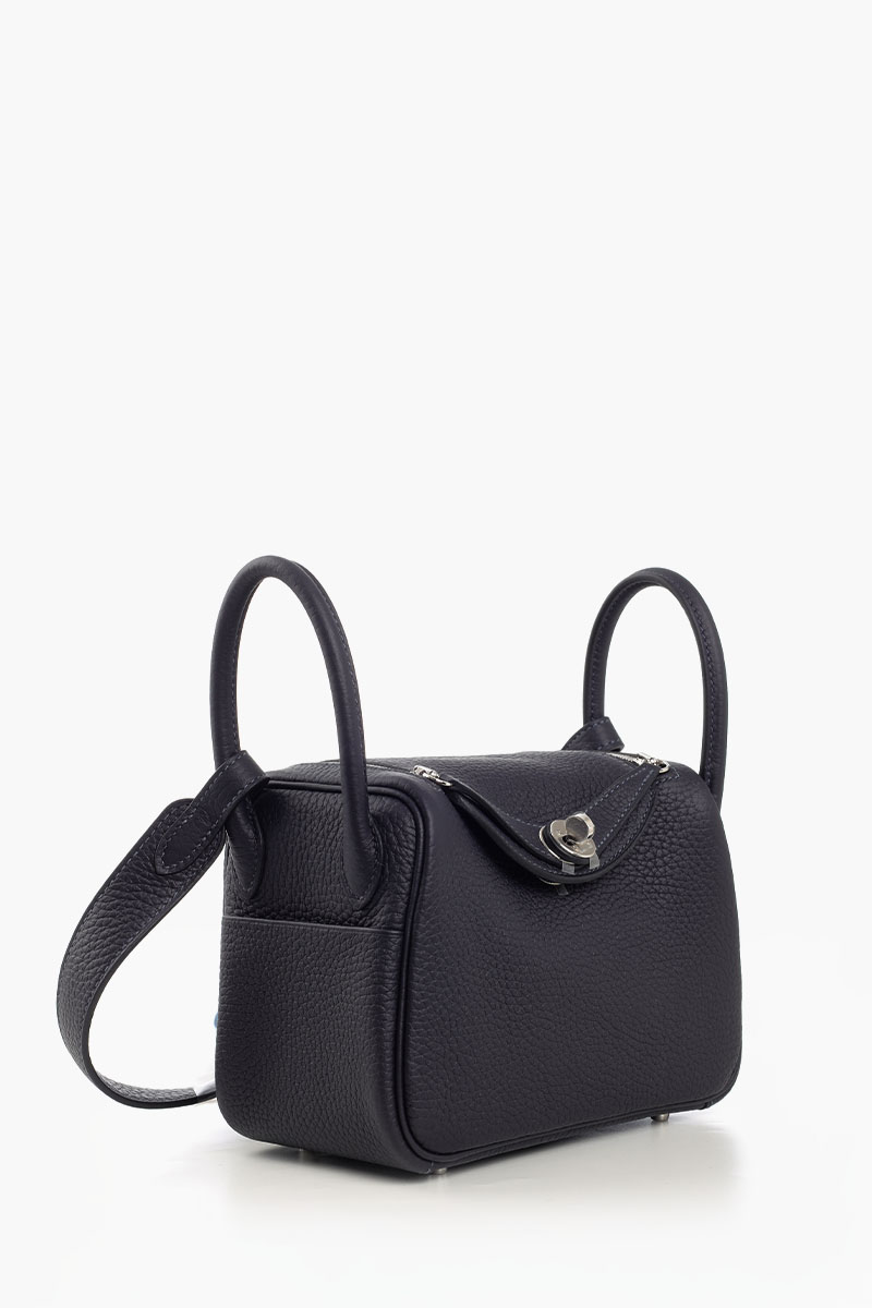 HERMÈS Mini Lindy bag in Caban Taurillon Clemence SHW 1