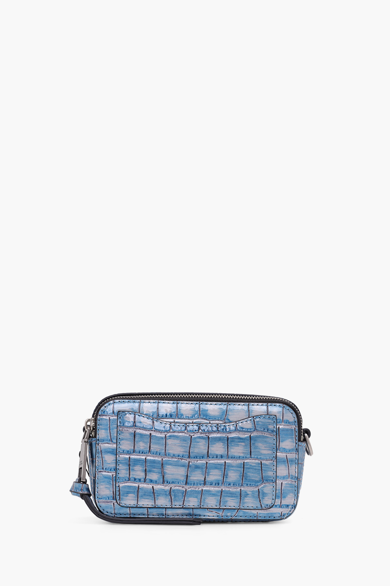 MARC JACOBS Small The Croc-Embossed Snapshot Bag in Harbor Blue Multi 1