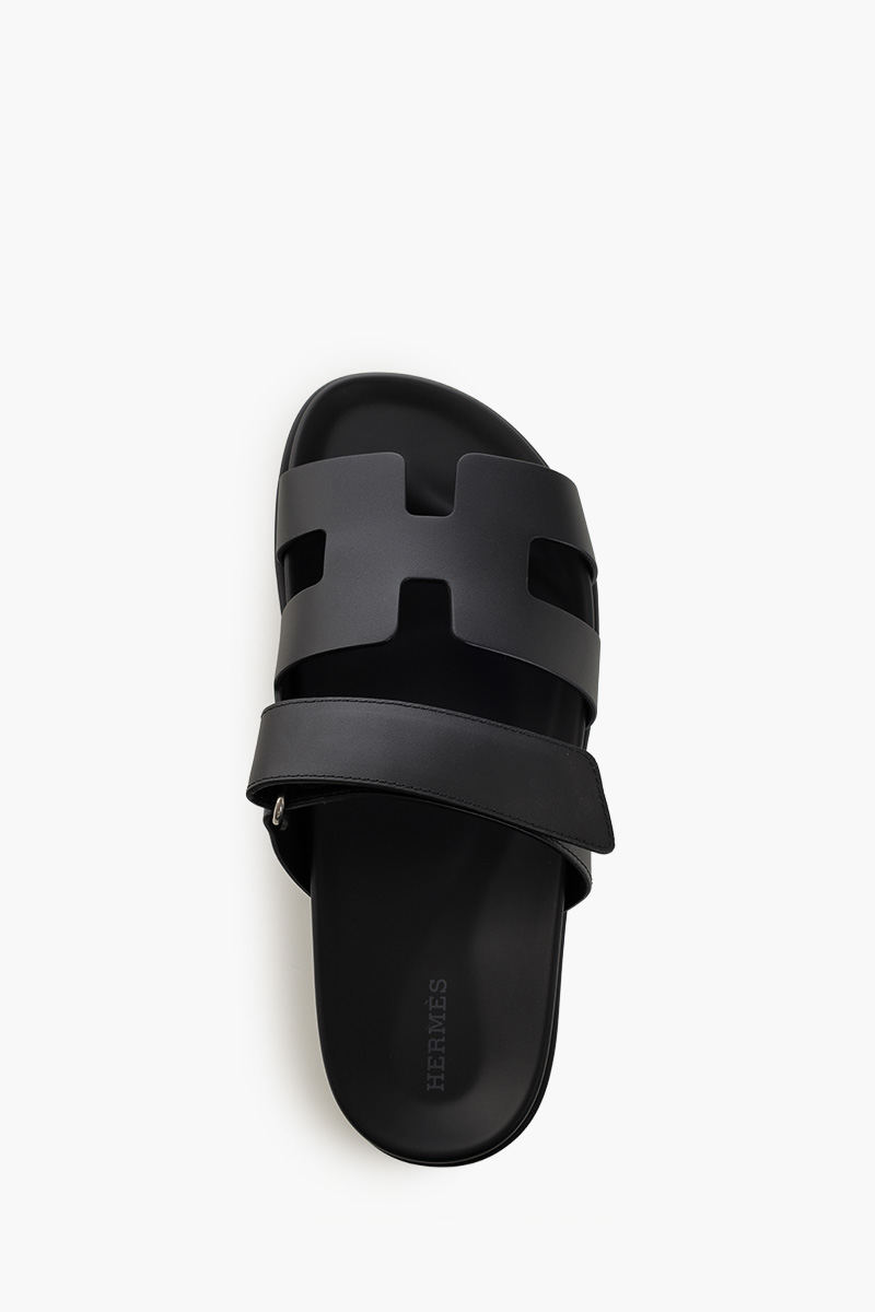 HERMÈS Chypre Sandals in Black Calfskin 4