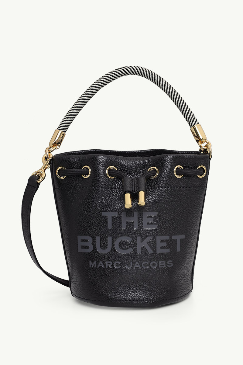 MARC JACOBS Embossed Logo Bucket Bag in Black Leather 1