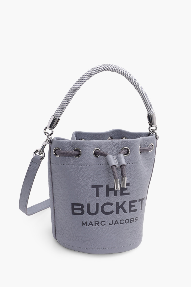 MARC JACOBS Embossed Logo Bucket Bag in Wolf Grey Leather 2