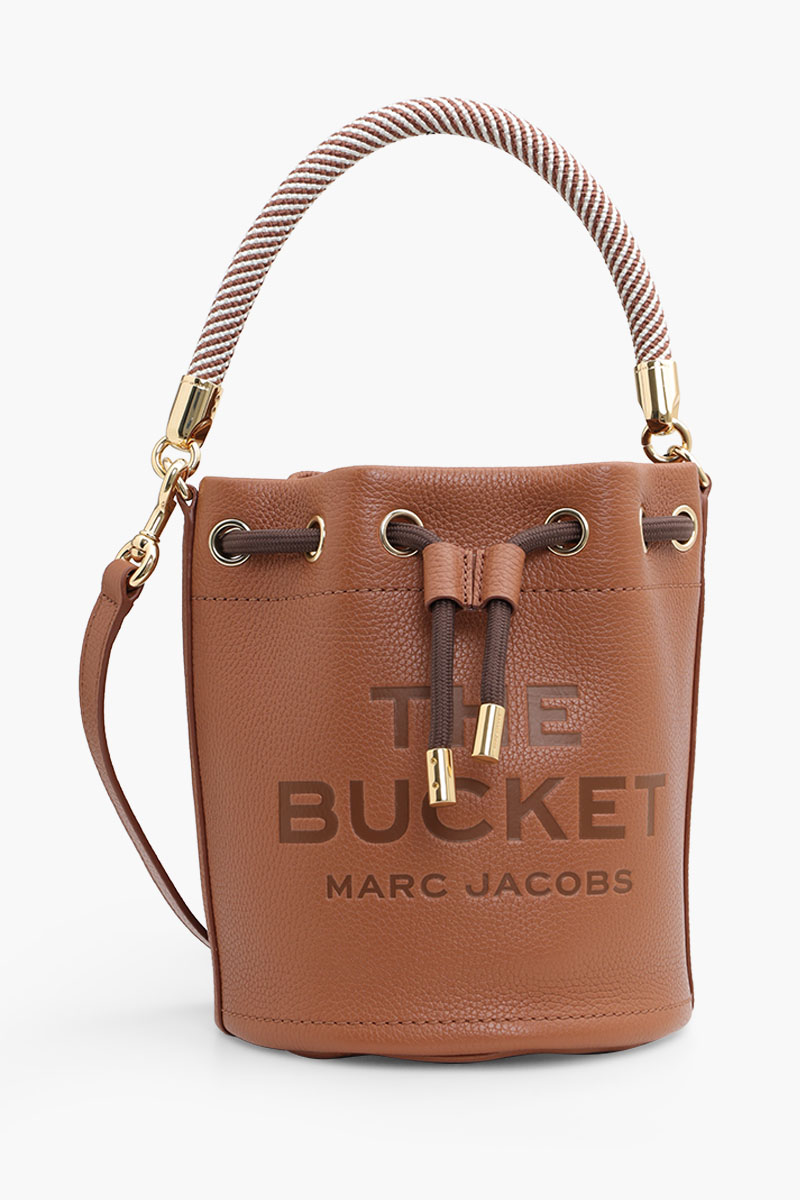 MARC JACOBS Embossed Logo Bucket Bag in Argan Oil Leather 0