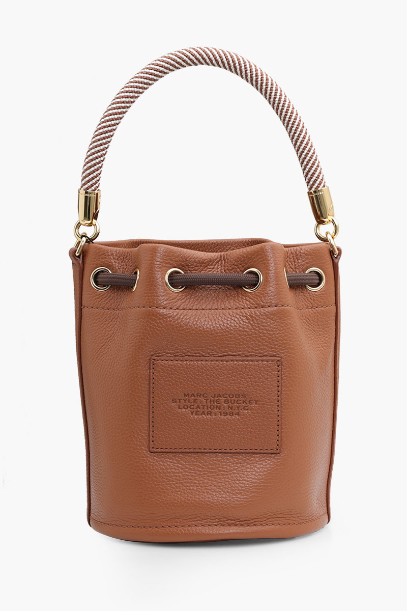 MARC JACOBS Embossed Logo Bucket Bag in Argan Oil Leather 1