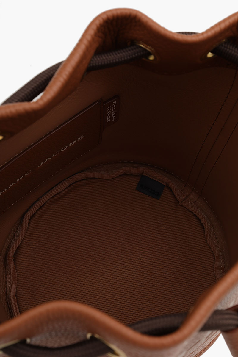 MARC JACOBS Embossed Logo Bucket Bag in Argan Oil Leather 3