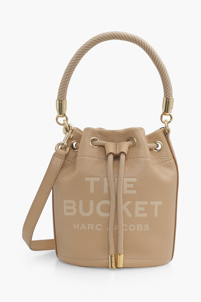 MARC JACOBS Embossed Logo Bucket Bag in Camel Leather 0