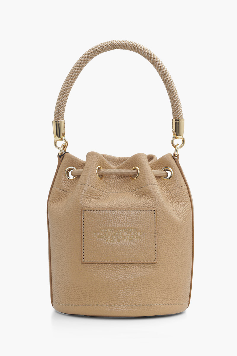 MARC JACOBS Embossed Logo Bucket Bag in Camel Leather 1