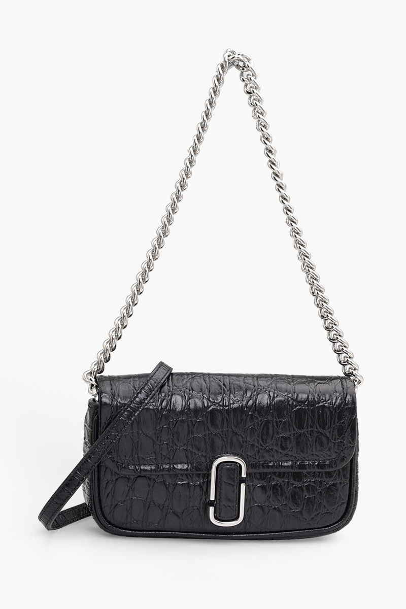 MARC JACOBS The J Marc Mini Shoulder Bag in Black Croc-Embossed Leather 0