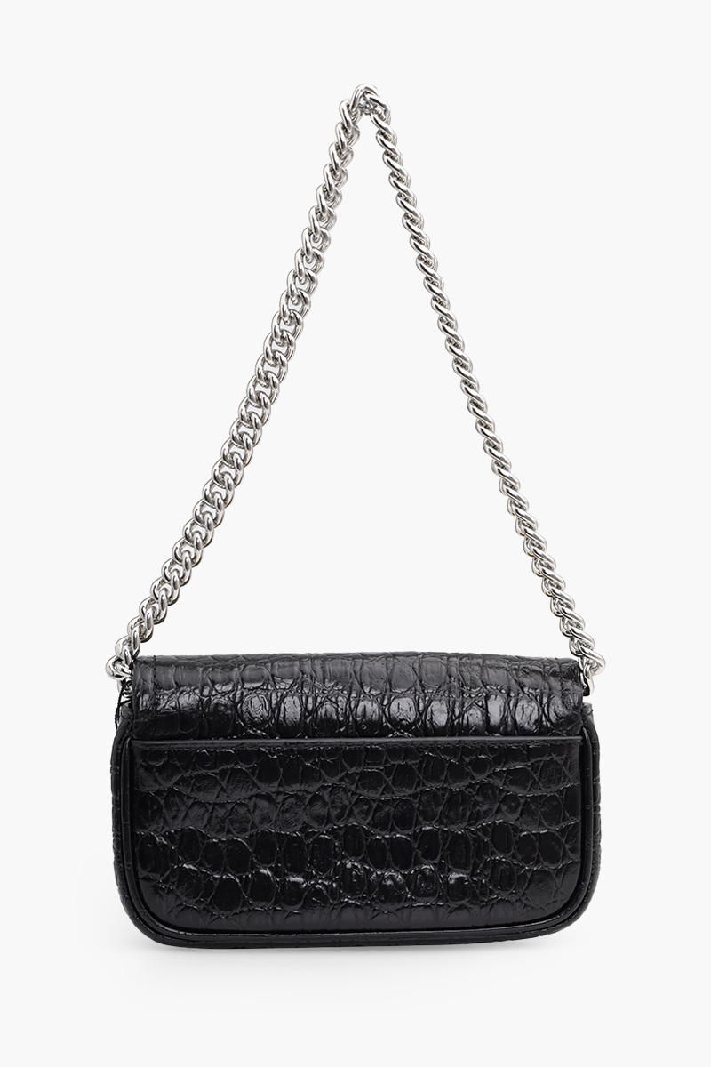 MARC JACOBS The J Marc Mini Shoulder Bag in Black Croc-Embossed Leather 1