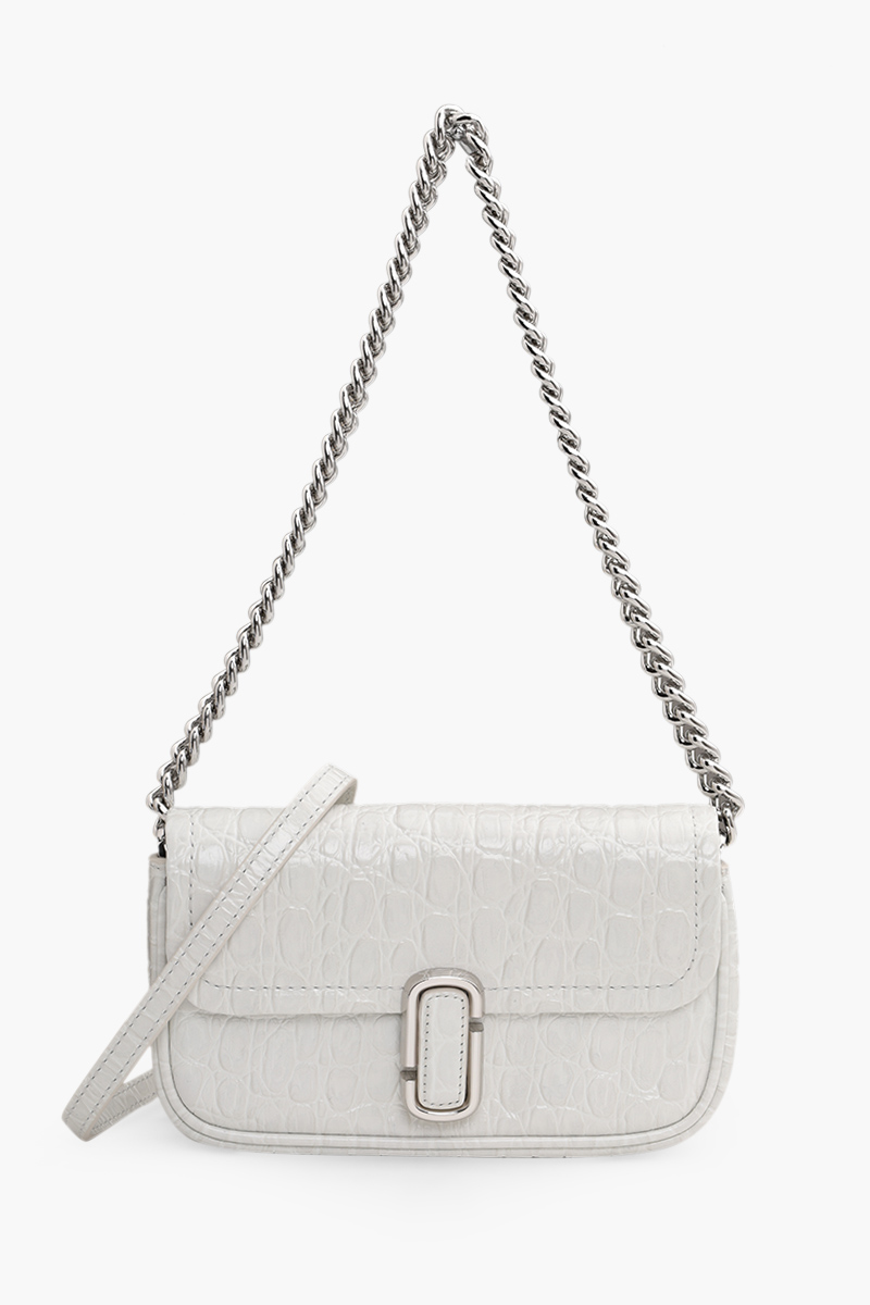 MARC JACOBS The J Marc Mini Shoulder Bag in Ivory Croc-Embossed Leather 0
