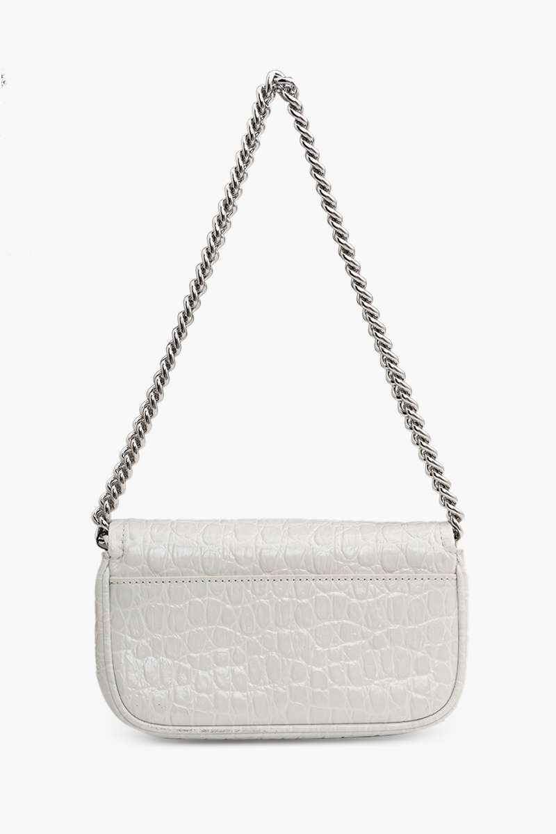 MARC JACOBS The J Marc Mini Shoulder Bag in Ivory Croc-Embossed Leather 1