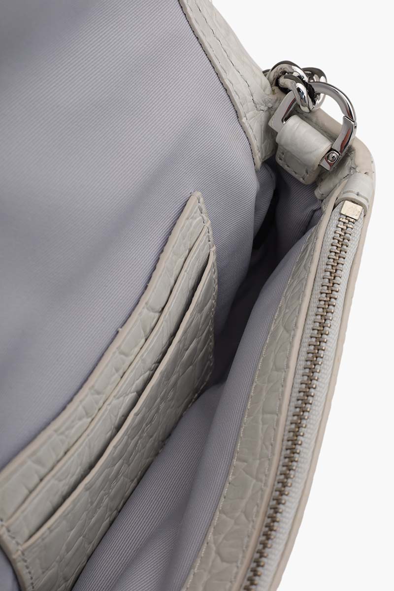 MARC JACOBS The J Marc Mini Shoulder Bag in Ivory Croc-Embossed Leather 3