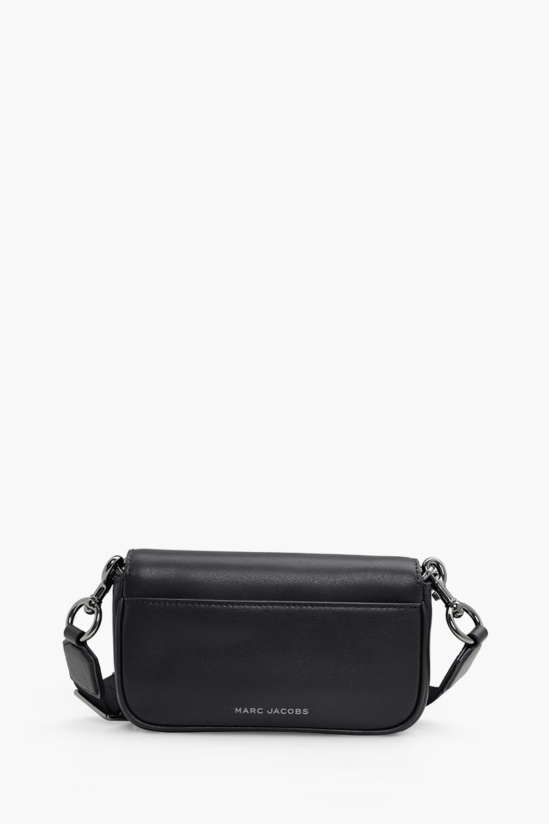 MARC JACOBS The J Marc Mini Shoulder Bag in Black/Gunmetal with Removable Chain and Webbing Strap 1