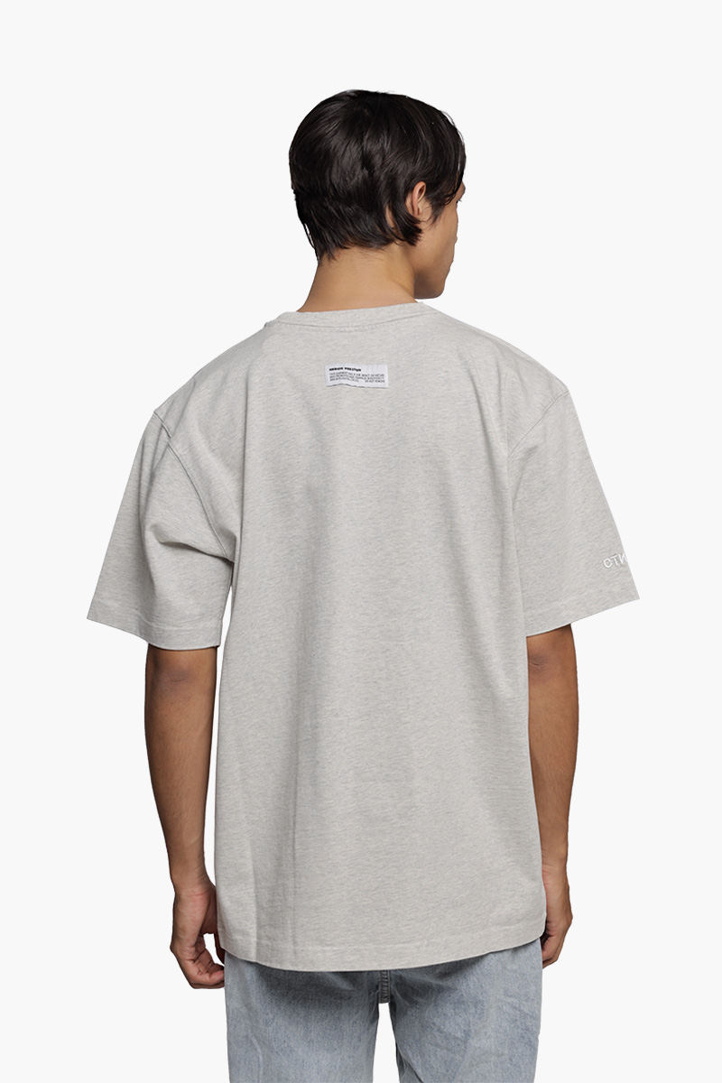 HERON PRESTON Men Censored Heron Oversized T-Shirt in Grey Melange 1