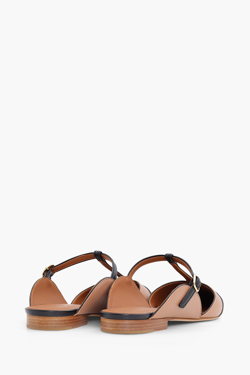 MALONE SOULIERS Imogen Flat Mules in Black/Nude 2