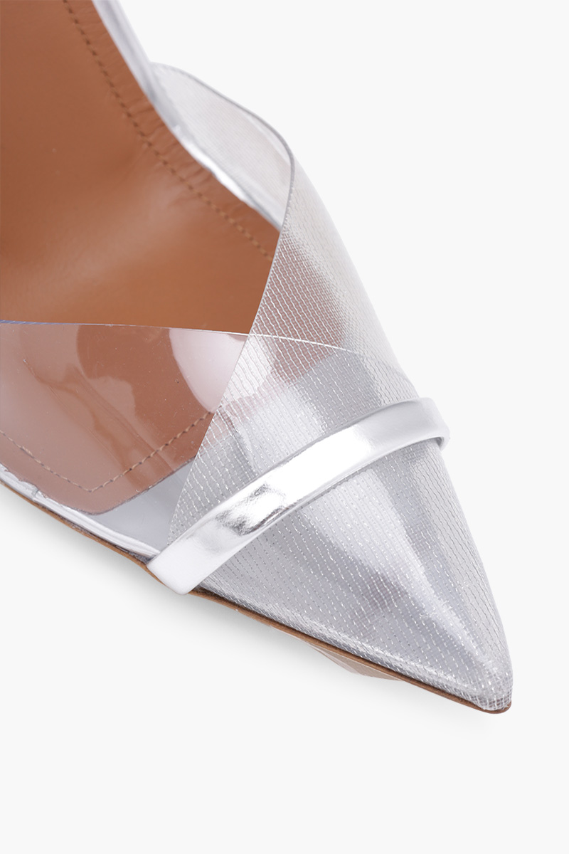 MALONE SOULIERS Iona Mules PVC 90mm in Silver/Silver 4