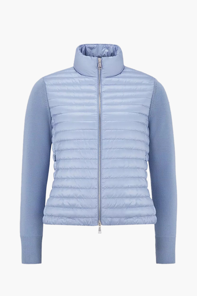 MONCLER Women Padded Wool Cardigan in Blue with Down-Filled Front 0