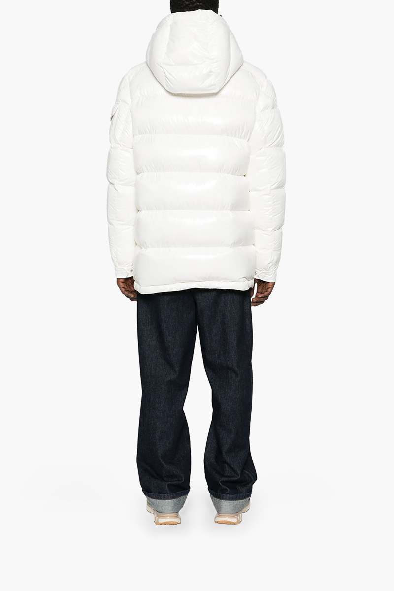 MONCLER Men Chiablese Short Down Jacket in White Recycled Nylon Laque with Hoodie 2