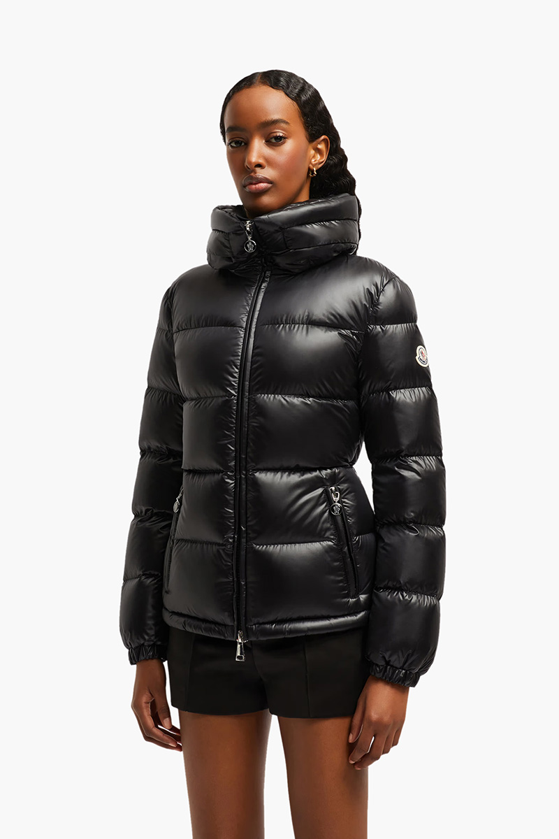 MONCLER Women Douro Hooded Short Down Jacket in Black Nylon 1