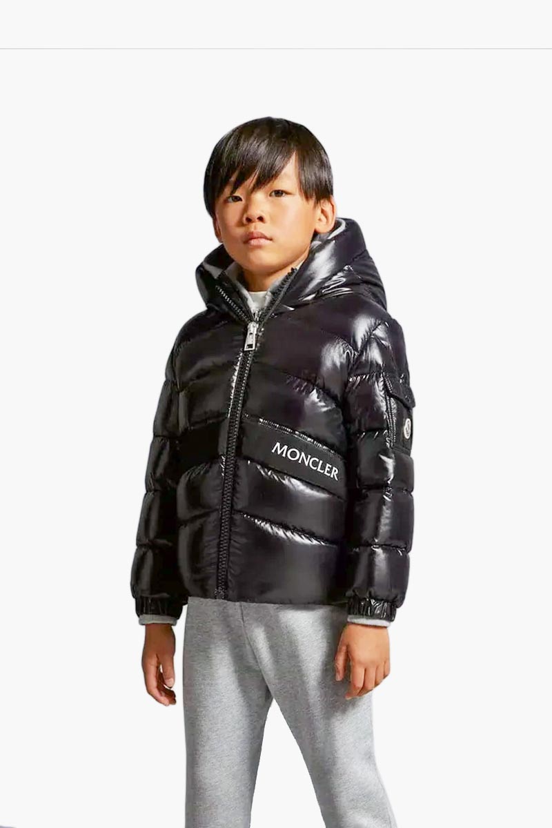 MONCLER Children Groseiller Down Jacket in Black with Hoodie 3