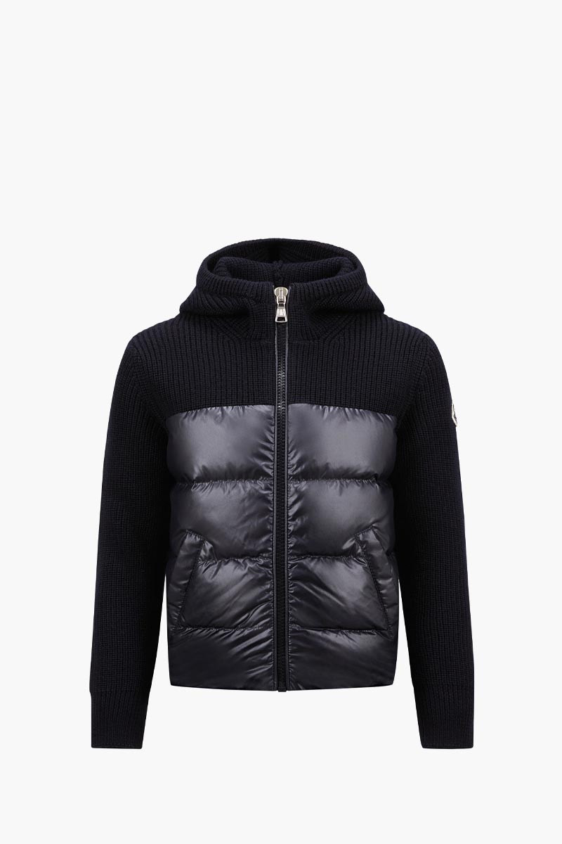 MONCLER Children Padded Wool Zip-Up Sweatshirt in Royal Blue with Hoodie 0