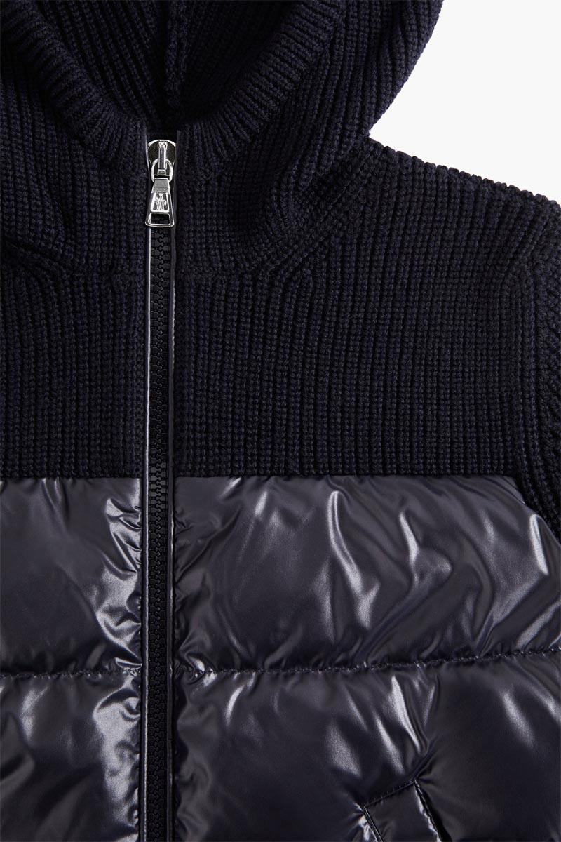 MONCLER Children Padded Wool Zip-Up Sweatshirt in Royal Blue with Hoodie 3