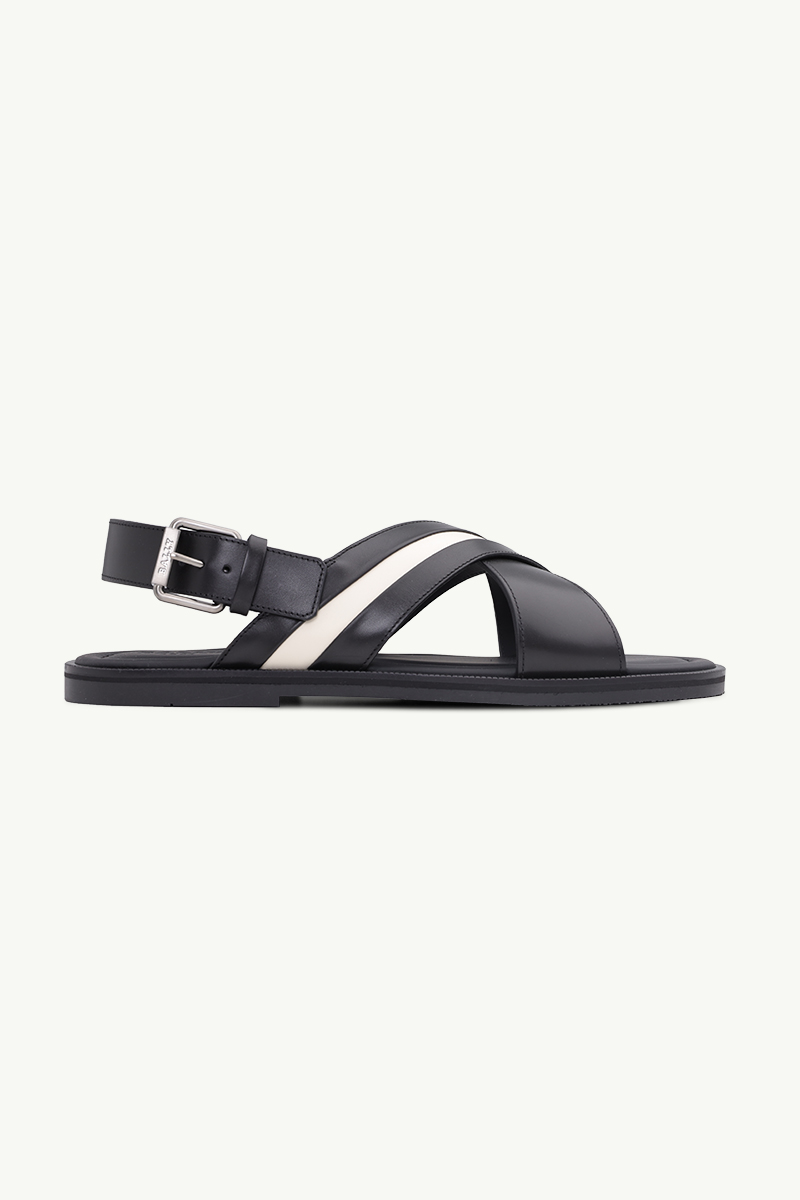 BALLY Men Jamilo Crossover Sandals in Black with Backstrap 0