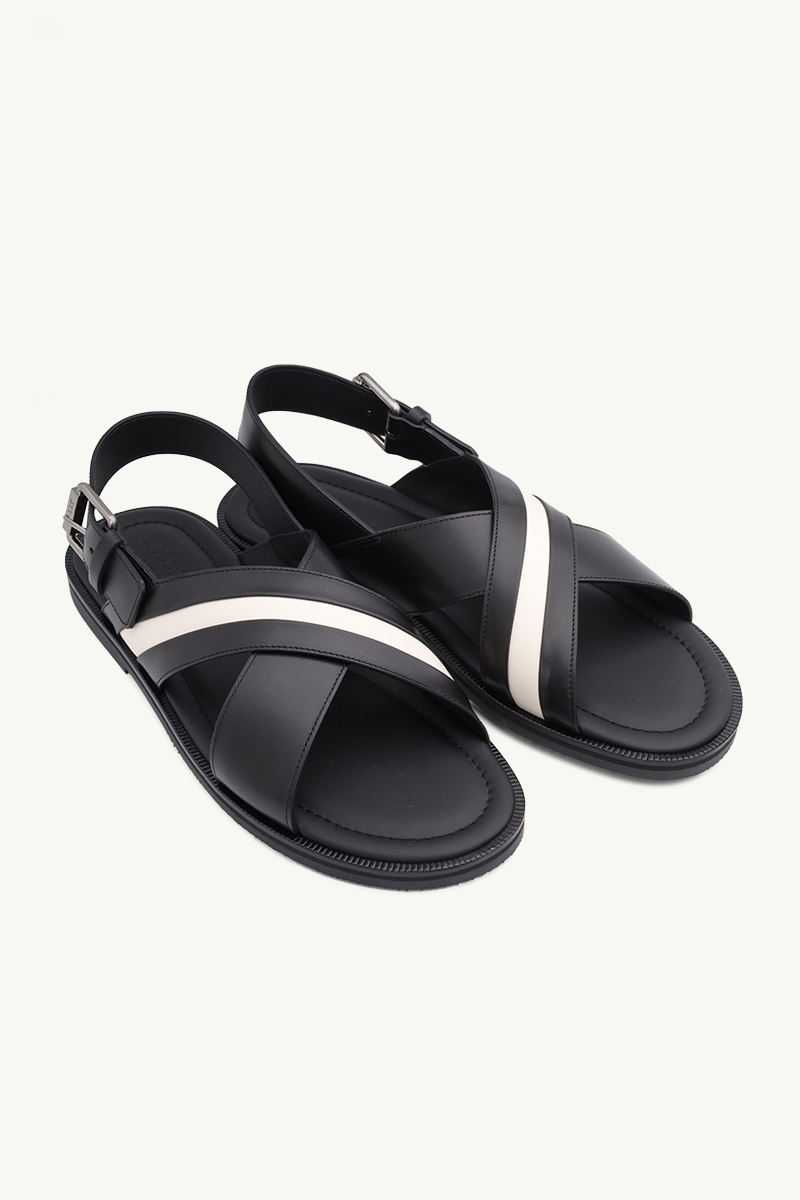 BALLY Men Jamilo Crossover Sandals in Black with Backstrap 1