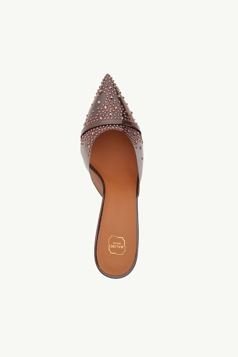 MALONE SOULIERS Joella Crystal Embellished Heeled Mules 70mm in Mauve/Tobacco 3