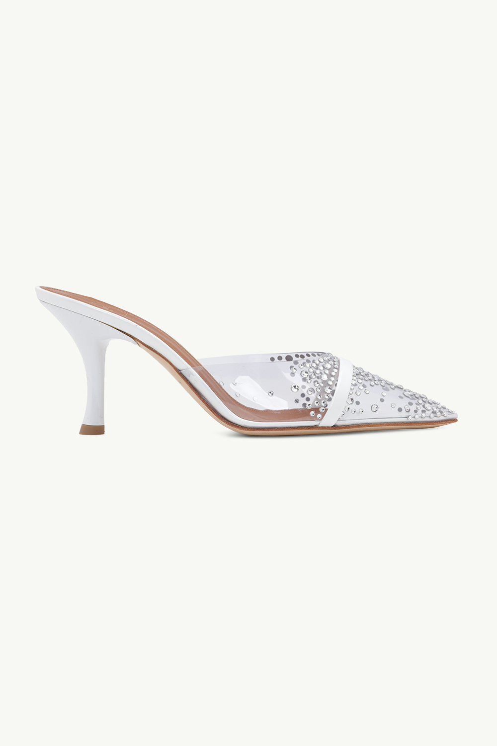 MALONE SOULIERS Joella Crystal Embellished Heeled Mules 70mm in Clear/White 0