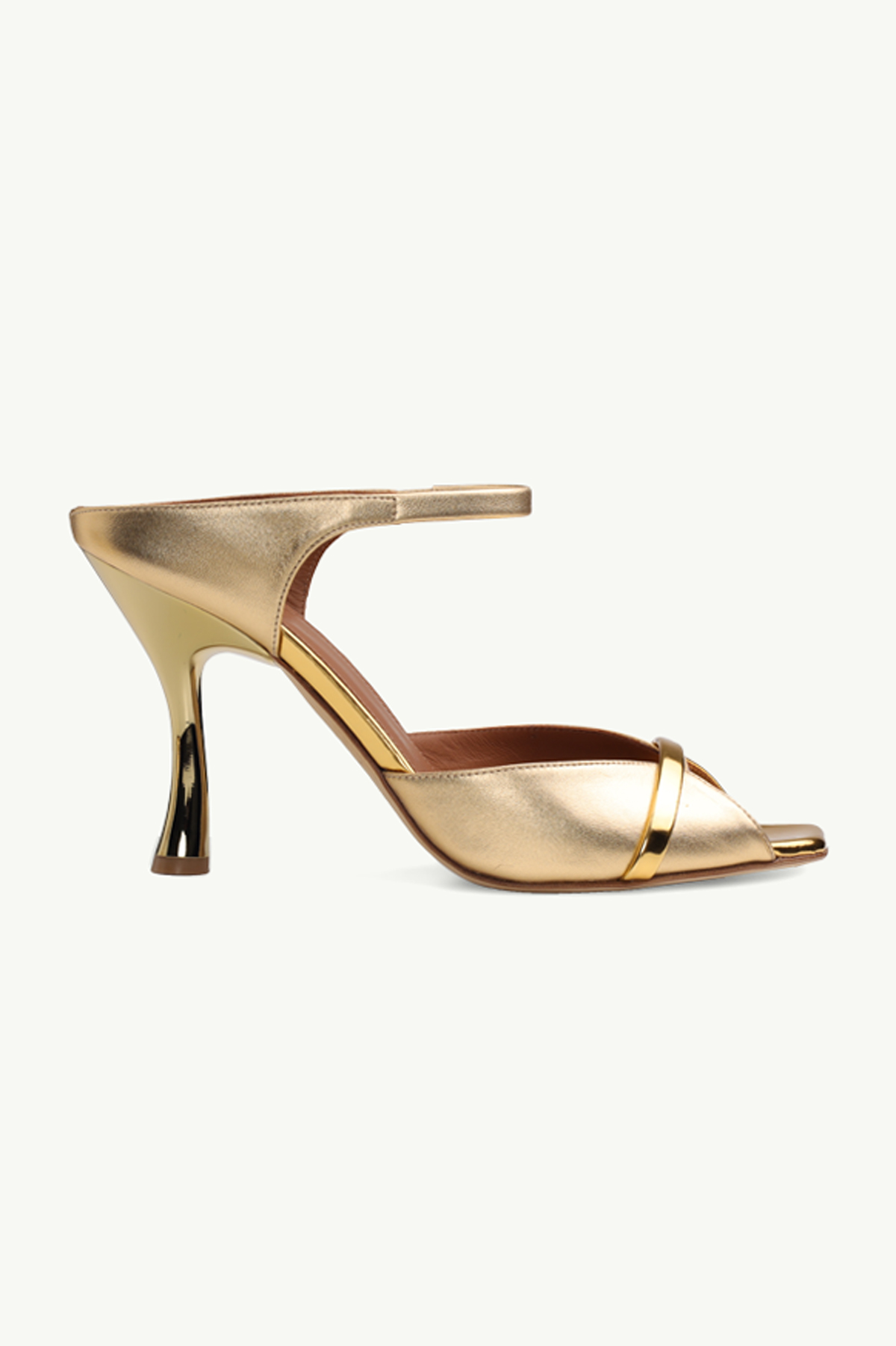 MALONE SOULIERS Jule Heeled Mules 90mm in Gold Metallic Nappa 0