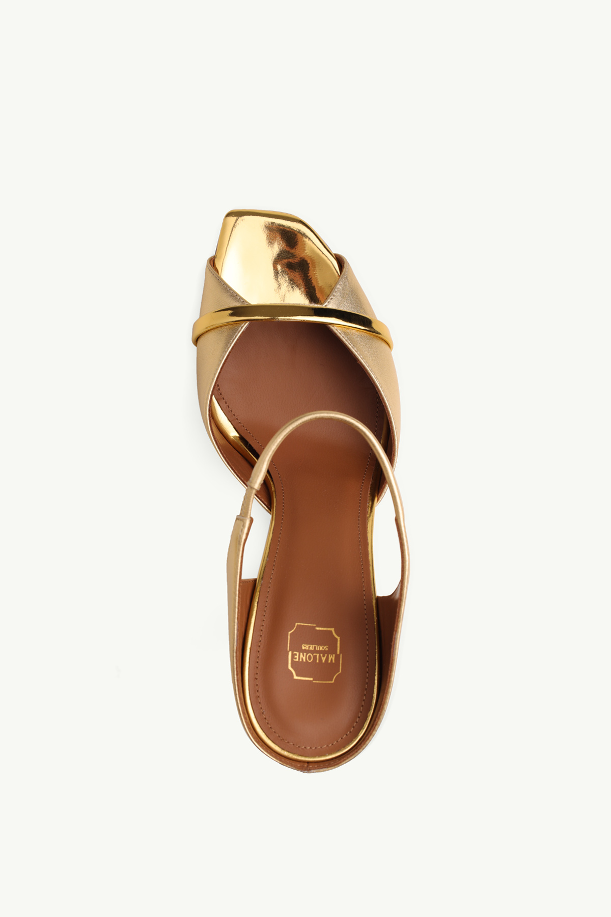 MALONE SOULIERS Jule Heeled Mules 90mm in Gold Metallic Nappa 3