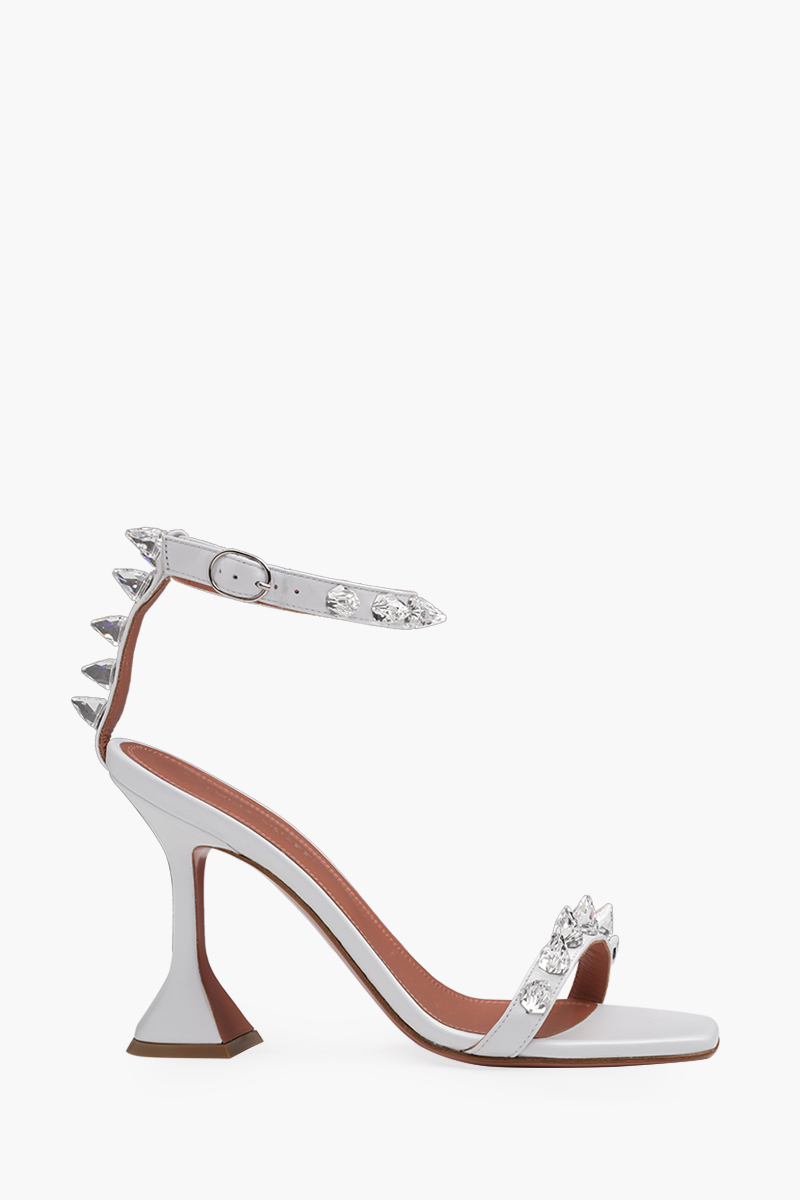 AMINA MUADDI Women Julia Sandal 95mm in White with Spikes 0