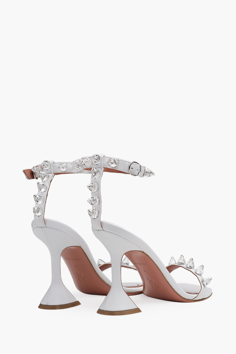 AMINA MUADDI Women Julia Sandal 95mm in White with Spikes 2